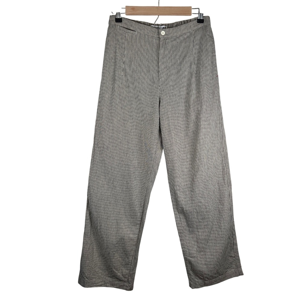 INES DE LA FRESSANGE x Uniqlo‎ Striped Linen Cotton Wide Leg Pants Womens Size S